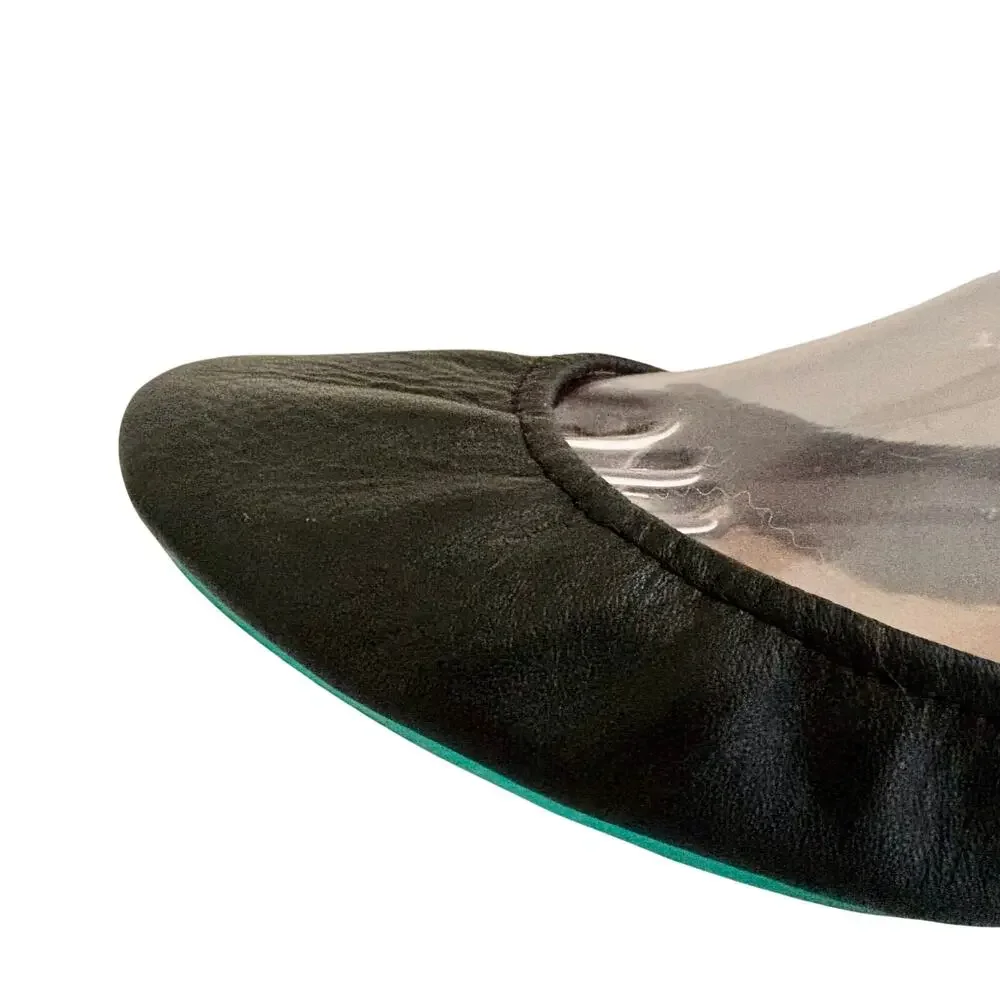 TIEKS Black Italian Nappa Leather Soft Ballet Flats Luxury Minimalist MSRP $210